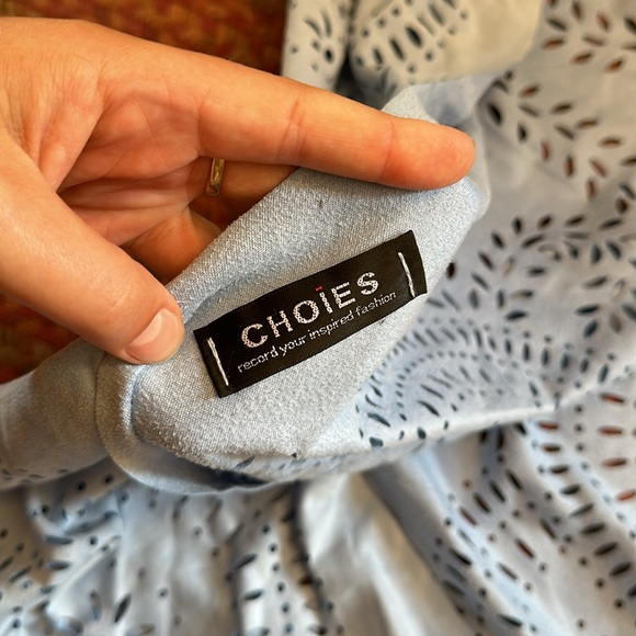 Blue Faux Suede Cutout Fringe Shawl - Picture 5 of 6